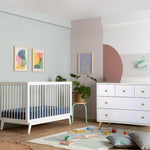 dadada Baby Harmony Nursery Set, Furniture Set. Baby Crib and Dresser Combo. Soho 3-in-1 Convertible Crib and Austin 5 Drawer Nursery Dresser. White Beechwood
