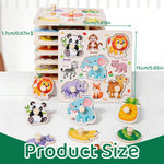 Wooden Puzzles for Toddlers 1-3, 8 Pack Peg Puzzles for Kids with Animals, Dinosaurs, Fruits, Vegetables, Educational Preschool Learning Toys, Birthday Gifts for Boys, Girls