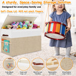 Fineonly Large Toy Storage Box with Lid Upgraded Toy Storage Chest Organizer with Divider Foldable Toy Bin for Kids Boys Girls Playroom Nursery Bedroom (25"x13"x16")