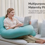Momcozy U Shaped Pregnancy Pillows with Cotton Removable Cover, 57 Inch Full Body Pillow Maternity Support, Must Have for Pregnant Women, Tiffany Blue