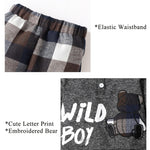 Kucnuzki Baby Toddler Boy Clothes 2T Boys Clothes Long Sleeve Letter Print Hoodies+Long Plaid Pants Cute Little Boy Clothes Fall Winter Boys Clothes 2T 3T