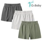 O2 BABY Organic Cotton Unisex Baby Jogger Pants, 3-Pack Pull-on Bottoms, Toddler Shorts (3-6 Months, Dark Gray/Dark Green/Grey Melange)