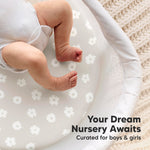 2-Pack Organic Bassinet Sheets for Girls, Boys - 100% Cotton Bassinet Mattress Sheets Compatible with Halo Bassinest Swivel Sleeper, Graco, Baby Delight, Chicco, Unisex Fitted Bassinet Sheets (Meadow)