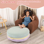 MOMCAYWEX Macaron Bean Bag Chair for Kids and Teens, Comfy Sherpa Pouf Ottoman for Kids and Adult, 27.5"×27.5"×13.5", Purple and Green