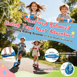 Kick Scooter for Kids 5-7 6-8 Years Age - Solid Metal Anti-Crack Frame&Brake,Height Adjustable,Light Up Two Wheel Toddler Scooter 4 Year Old,Boys Girls Outdoor Kid Child Toy Blue