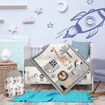 4 Piece Woodland Forest Animals Crib Bedding Set, Including Jungle Safari Crib Skirt, Blanket, Nursery Bed Sheet and Diaper Stacker, Soft Neutral Nursery Standard Size Baby Bedding for Baby Girls Boys