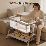 NeoBorn 3 in 1 Baby Bassinet, Bedside Bassinet for Baby, Rocking Bassinet with Breathable Full-Mesh, Mattress and Soft Sheet, Adjustable Height, Stable and Secure Crib for Newborns