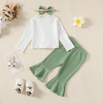 Kucnuzki 12 Month Girl Clothes Long Sleeve Tops Flare Pants Baby T Shirts 6-12 Month Girl Clothes Baby Girl Outfit Fall Winter