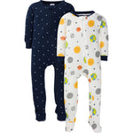 Gerber Baby Boys' 2-Pack Footed Pajamas, Blue Earth, 6-9 Months