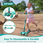 Gotrax KS1 Kids Kick Scooter, LED Lighted Wheels and 3 Adjustable Height Handlebars, Lean-to-Steer & Widen Anti-Slip Deck, 3 Wheel Scooter for Boys & Girls Ages 2-8 and up to 110 Lbs (Green)