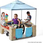 Step2 All Around Playtime Patio with Canopy Playset – Shaded Outdoor Playhouse for Kids with Realistic, Interactive Features, Room for Multiple Toddlers to Play – Dimensions: 60" H x 47.5" W x 47.5" D