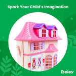 Boley American Doll House - 21 Pc Kids & Toddler Toy House Playset with Furniture, Dolls, Lights & Sounds, Foldable Portable Dollhouse for Girls & Boys