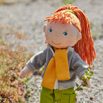 HABA 12" Soft Doll Soley with Red Hair, Outdoor Adventure Outfit and Embroidered Face, Machine Washable Baby Doll with Clothes and Baby Dolls for 18 Months and up