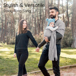 Ring Sling Baby Carrier - USA lab Tested, 100% Natural Cotton Muslin, Breathable & Ergonomic Ring Sling Dark Grey