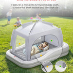 QPAU Inflatable Toddler Travel Bed with Tent, Baby Crib Tent, Portable Kids Air Mattress with Safety Bumpers, Ideal for Home, Grandma's, Camping, Traveling -Includes Fast Electric Pump
