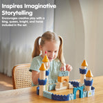 PlanToys® Castle Blocks Wooden Montessori Building and Imaginative Play Set | Creative Thinking, Fine Motor and Early STEM Learning Activity | Eco Friendly Open Ended Construction Toy