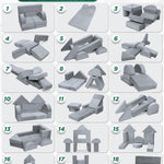 Lunix LX22 11pcs Modular Kids Play Couch, Child Sectional Sofa, Fortplay Bedroom and Playroom Furniture for Toddlers, Convertible Foam and Floor Cushion for Boys and Girls, Gray