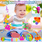 Baby Rattles 0-6 Months - 17 Pcs Baby Rattle Toys Set Infant Toys for 0-3 Months Baby Toys 3-6 Months Newborn Toys with Teething and Wrist Socks Rattle for 0 1 2 3 4 5 6 7 10 12 Month Babies Boy Girl