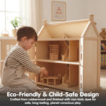 PlanToys® Dining Room Classic Set | Montessori Small World and Family Role Play | Eco Friendly Wooden Dining Room Furniture for Imaginative Play