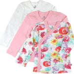 HonestBaby 3-pack Long Sleeve Side-snap Kimono Tops 100% Organic Cotton for Newborn Baby for Infant Boys, Girls, Unisex