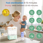 Bottle Sterilizer and Dryer, All-in-One Electric Steam Sterilizer Bottle Sanitizer for Baby Bottles, Pump Parts Accessories Newborn Essential (Green)