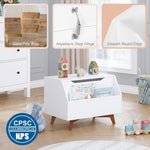 UTEX Kids Toy Box, Wooden Toy Chest, Kids Storage Organizer Bench with Front Book Storage Area for Boys and Girls, Children's Furniture, White