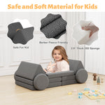 HedoAjim 12 PCS Modular Kids Play Block Couch Child Sectional Soft Sofa Toddler Building Fortplay Climbing Bedroom Playroom Baby Convertible Floor Foam Cushion for Boys & Girls (car-Shaped-Dark-Grey)
