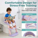 SereneLife 2-in-1 Potty Chair & Potty Training Seat with Step Stool Ladder - Height Adjustable Kids/Toddler Toilet Seat with Stable Anti-Slip Design, Cushioned Seat & Splash Guard For Boys Girls