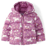 The Children's Place,Baby Girls,and Toddler Girls' Medium Weight Wind-Resistant, Water-Resistant Puffer Jacket,Dusty Rose Unicorns,18 Months,24 Months