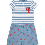 Little Me Clothes for Baby Boys' Lobster Short Set, Med Denim Heather, 12 Months