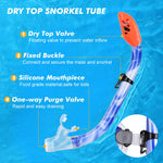 Kids Snorkel Set, Children Anti-Fog Diving Mask Swimming Goggles Full Dry Top Snorkel Equipment Snorkeling Packages Swimming Gear for Youth Boys Girls Age 5-10 (Blue White)