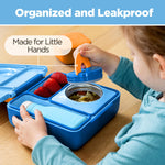 OmieBox Bento Box for Kids - Insulated Bento Lunch Box with Leak Proof Vacuum Insulated Food Jar - 3 Compartments, Two Temperature Zones (Blue Sky)