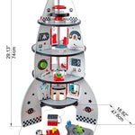 Hape Four Stage Toddler Rocket Ship Playset | A Wooden Spaceship Toy with Real Life Space Shuttle Designs