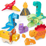 Melissa & Doug Blockables™ Dinosaur Snap and Play, Mix and Match Connectable Wooden Building Blocks Play Set Toy for Preschool Boys and Girls (69 Pcs) - FSC Certified