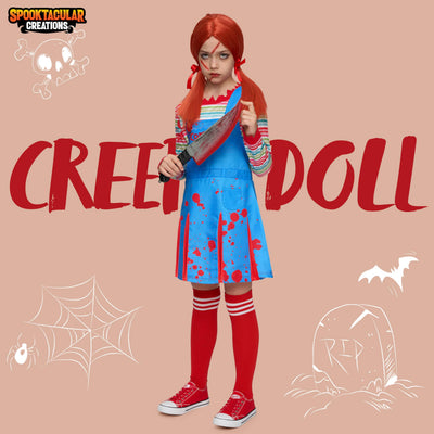 Spooktacular Creations Creepy Doll Costume for Kids Girls, Halloween Costume for Kids, Girls Killer Doll Outfit