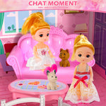 Dollhouses, Housetoys Furniture Pink Girl Toys, 4 Stories 10 Rooms Dreamhome with 2 Princesses Slide Accessories, Toddler Playhouse Gift for for 3 4 5 6 7 8 9 10 Year Old Girls Toys