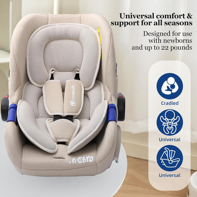 Innokids Head and Body Support Pillow Infant Car Seat Insert for Newborn to Toddler Stroller Cushion (Beige)