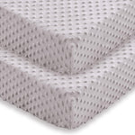 Entisn Baby Crib Sheets 2 Pack, 28 x 52 Inch Minky Dot Fitted Crib Mattress Sheet for Boys, Soft and Warm Fleece Nursery Bedding for Standard Toddler Bed Mattresses (Navy Blue)