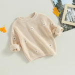 Mubineo Baby Girl Winter Clothes Cute Flower Sweater Crewneck Pullover Long Sleeve Knit Newborn Infant Sweaters (US, Age, 12 Months, 18 Months, Beige)