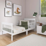 Dream On Me Finn Toddler Bed in White, Greenguard Gold and BSA Certified, Non-Toxic Finish, Made of Sustainable New Zealand Pinewood, Low-to-Floor Design with Safety Guard Rails