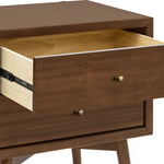 Babyletto Palma 2-Drawer Assembled Nightstand in Natural Walnut, GREENGUARD Gold Certified, Mid-Century Modern Design