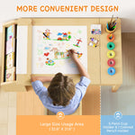 5-in-1 Kids Table and Chairs, Toddler Table and Chair Set with Drawers, Convertible Craft Play Desk with Art Easel & Paper Roll Holder, Children Activity Learning Center with Storage – Nature Wood