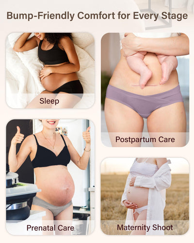 Intimate Portal Cotton Maternity Underwear Women Pregnancy Bikini Briefs Under the Bump Postpartum Panties 6 Pack Lace Delicacy M