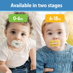 Dr. Brown's Advantage One-Piece Silicone Baby Pacifier, Fully Symmetrical Soother, Dark Gray/Green/Yellow, 6-18m, BPA Free, 3 Pack