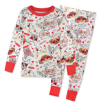 HonestBaby Celebration 2-Piece Pajamas Sleepwear PJs 100% Organic Cotton for Baby, Toddler, Kids, Pug Love, 18 Months