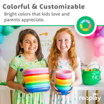 Re-Play 12 oz. Toddler Bowls Set of 3 - Kids Deep-Walled, Durable & Reusable Snack and Meal Bowls, Dishwasher & Microwave Safe, BPA-Free, Made in USA from Recycled Plastic, Princess