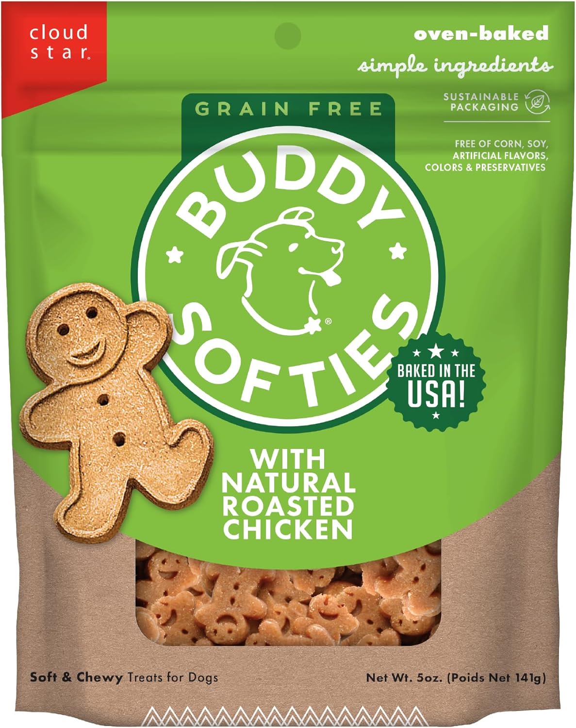 Buddy Biscuit Softies 5 oz Pouch, Soft & Chewy, Natural Roasted Chicken Flavor Dog Treats, Oven Baked in the USA