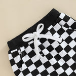 Toddler Baby Boy Girl Checkerboard Plaid Pants Elastic Waist Casual Trousers Spring Summer Fall Winter Long Pants (A-Black, 6-12 Months)