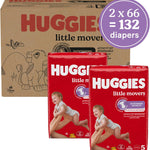 Huggies Size 5 Diapers, Little Movers Baby Diapers, Size 5 (27+ lbs), 132 Count (2 Packs of 66), Packaging May Vary