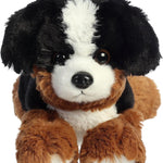 Aurora® Adorable Mini Flopsie™ Bernie Mountain Dog™ Stuffed Animal - Playful Ease - Timeless Companions - Black 8 Inches